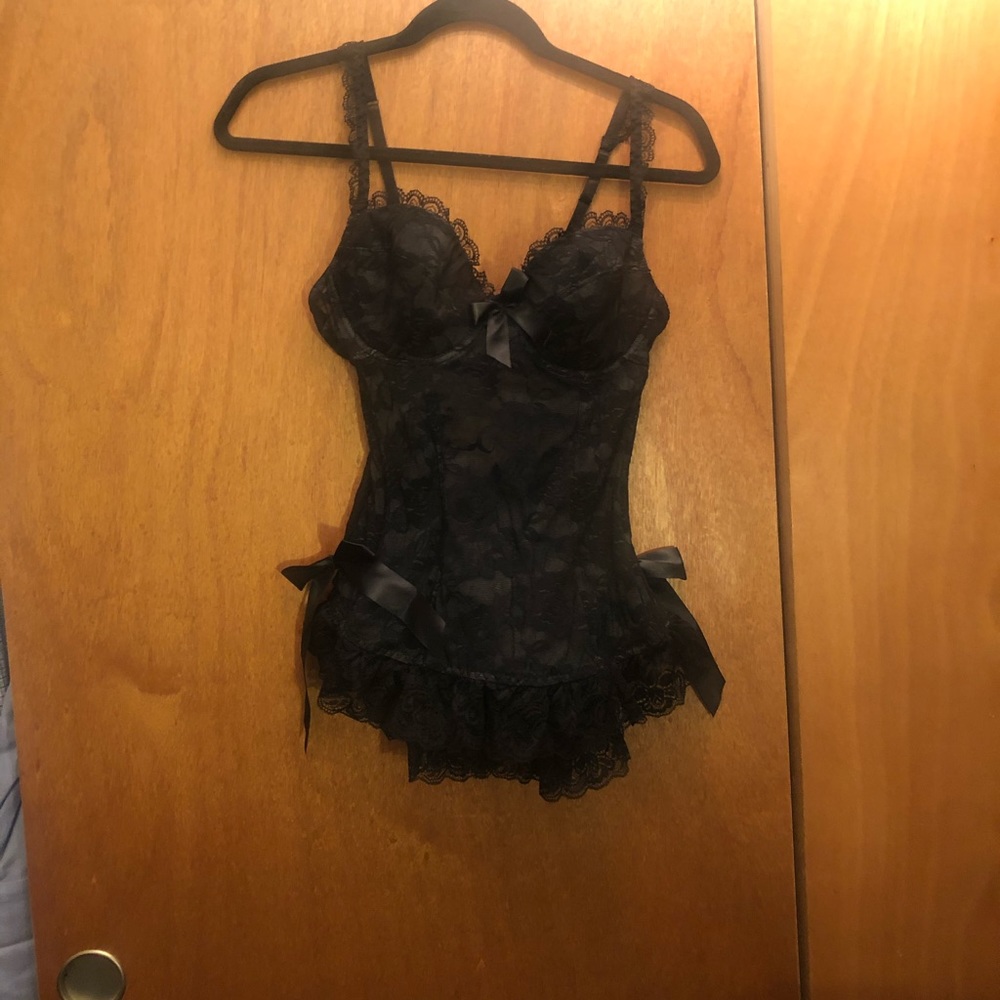 Brand New Rene Rofe Black Lingerie Set sz L